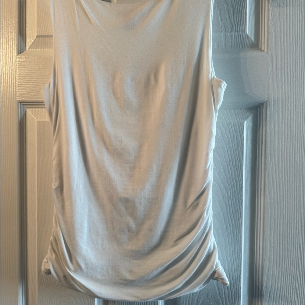 White House Black Market White Draped Cowl Neck Sleeveless Top - Picture 4 of 5